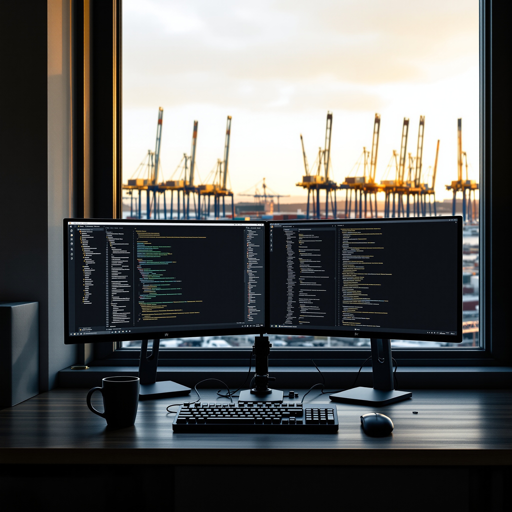 Indie hacker desk with port view